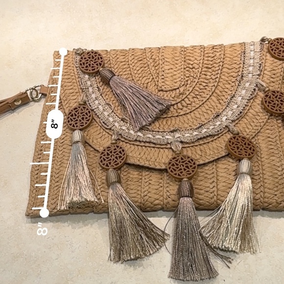 Basket Woven Clutch Wristlet with Tassel - Picture 8 of 11